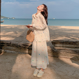一直出货春秋夏装波点防晒衬衫半裙两件套1652423p125k188，女装套装/套裙，艾青服饰