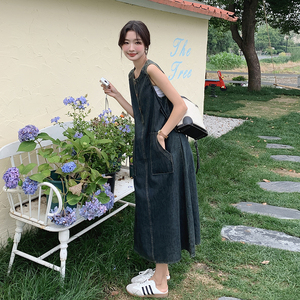 薄款现货 牛仔无袖宽松连衣裙165 2449P110K168图片