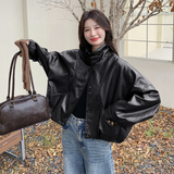 现货加绒毛领可拆卸冬新款宽松皮衣外套6651P175K248，女装皮衣，艾青服饰