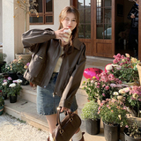 现货美拉德春秋pu皮衣外套女机车服皮衣夹克2416P140控198，女装皮衣，艾青服饰