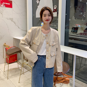现货 主推显瘦机车PU皮衣女春秋百搭时尚皮夹克8271P130控198图片