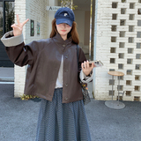 【】现货2025秋新款宽松皮衣外套1536622P145K198，女装皮衣，艾青服饰