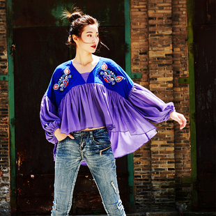 此岸歌声 聊聊霜 宝蓝浅紫宽松虎头上衣