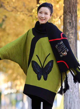 此岸歌声*原创设计店-新中式蝴蝶宽松复古棉服  古有明月之珠