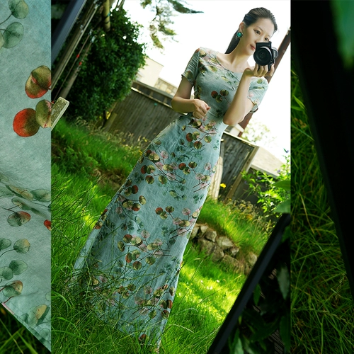 Эта береговая песня*-Autumn Leaf Green Sheng Sia Cheongsam Dragonfly исчезает (обратная связь, скидка 50 %)