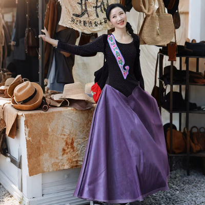 此岸歌声*原创-云纹绣清丽春秋款连衣裙 低斟和浅唱（小量七折）