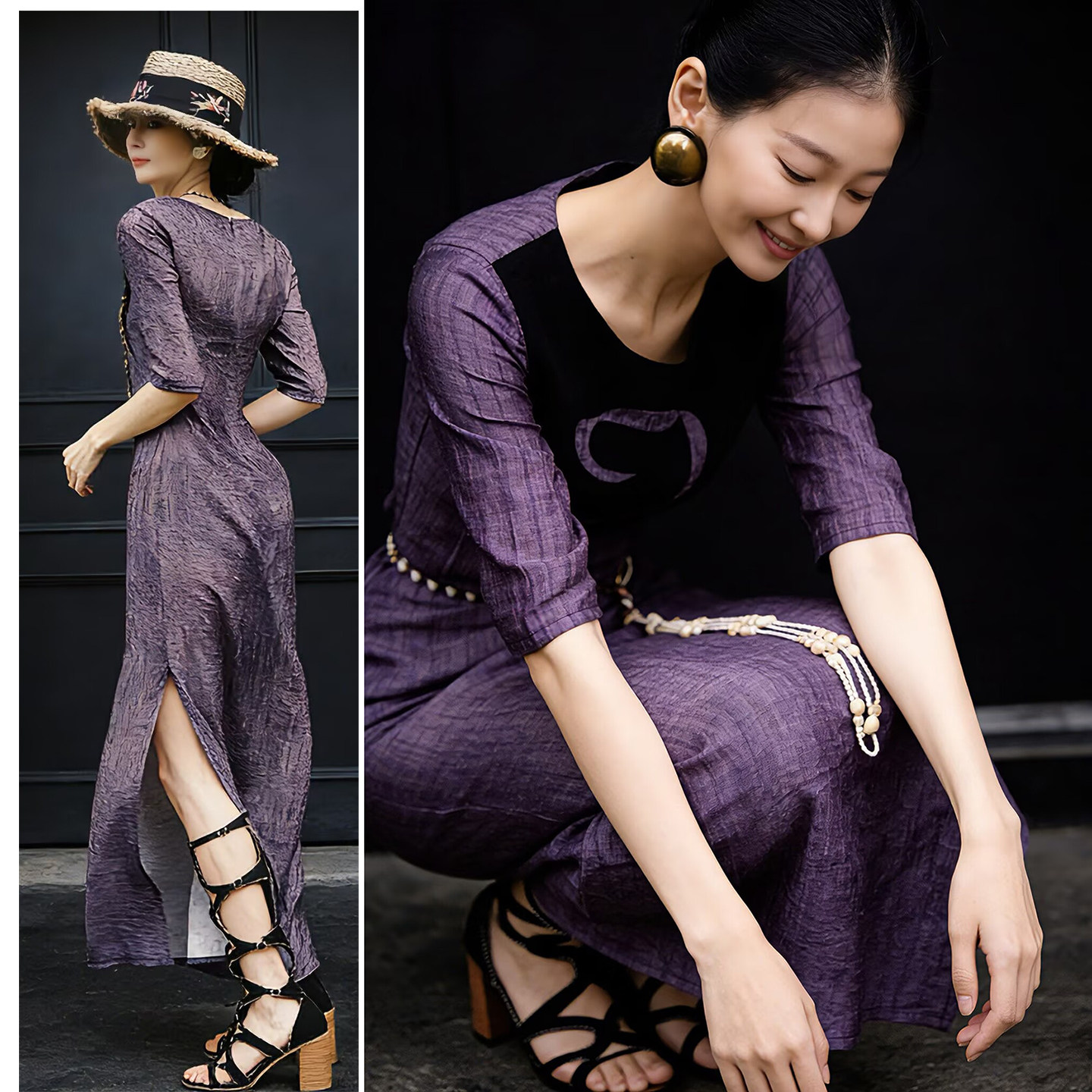 此岸歌声*原创-升级版暮山紫盛夏长旗袍  谷雨（回馈，五折）