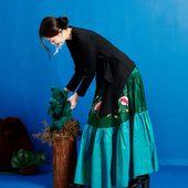 井然 黑色罗马布不规则系带上衣 此岸歌声 原创设计店