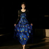 背心和裙 孔雀蓝羽春秋款 此岸歌声 原创设计店