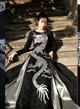 此岸歌声*原创设计店-珍藏版银龙年会礼服裙  弥尔顿