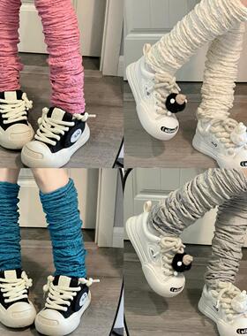 Ruibbit肌理褶皱袜套堆堆袜y2k少女白色亚文化辣妹小众腿套显瘦