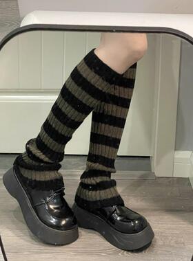 Ruibbit搭配条纹堆堆袜套黑白色jk制服少女日系原宿腿套y2k小腿袜