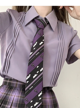 Ruibbit原创自制云中黑猫紫格搭配领结领带小物jk制服现货