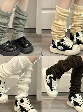 Ruibbit纯色高筒堆堆袜套女秋冬日系百搭松紧加厚加长过膝腿套ins