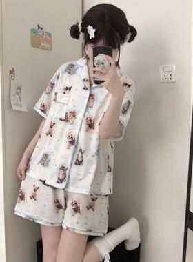 Ruibbit原创星星小猫印花睡衣短袖套装家居服少女可爱满印y2k春夏