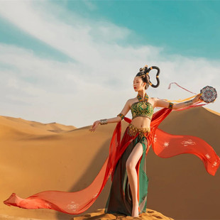 敦煌飞天古风汉服女沙漠异域风情民族舞西域美人舞蹈演出服中国风