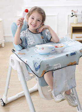 宝宝餐椅罩衣一体衣儿童反穿衣吃饭神器BLW自主进食围兜防水防脏