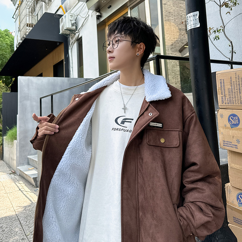 羊羔毛棉服男2025冬季新款休闲外套潮牌棉衣棉袄2903P88控128，男装棉衣，电商A029A