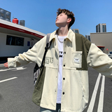 新款日系灯芯绒大码夹克男宽松休闲印花外套外景6629P68控98，男装夹克，电商A029A