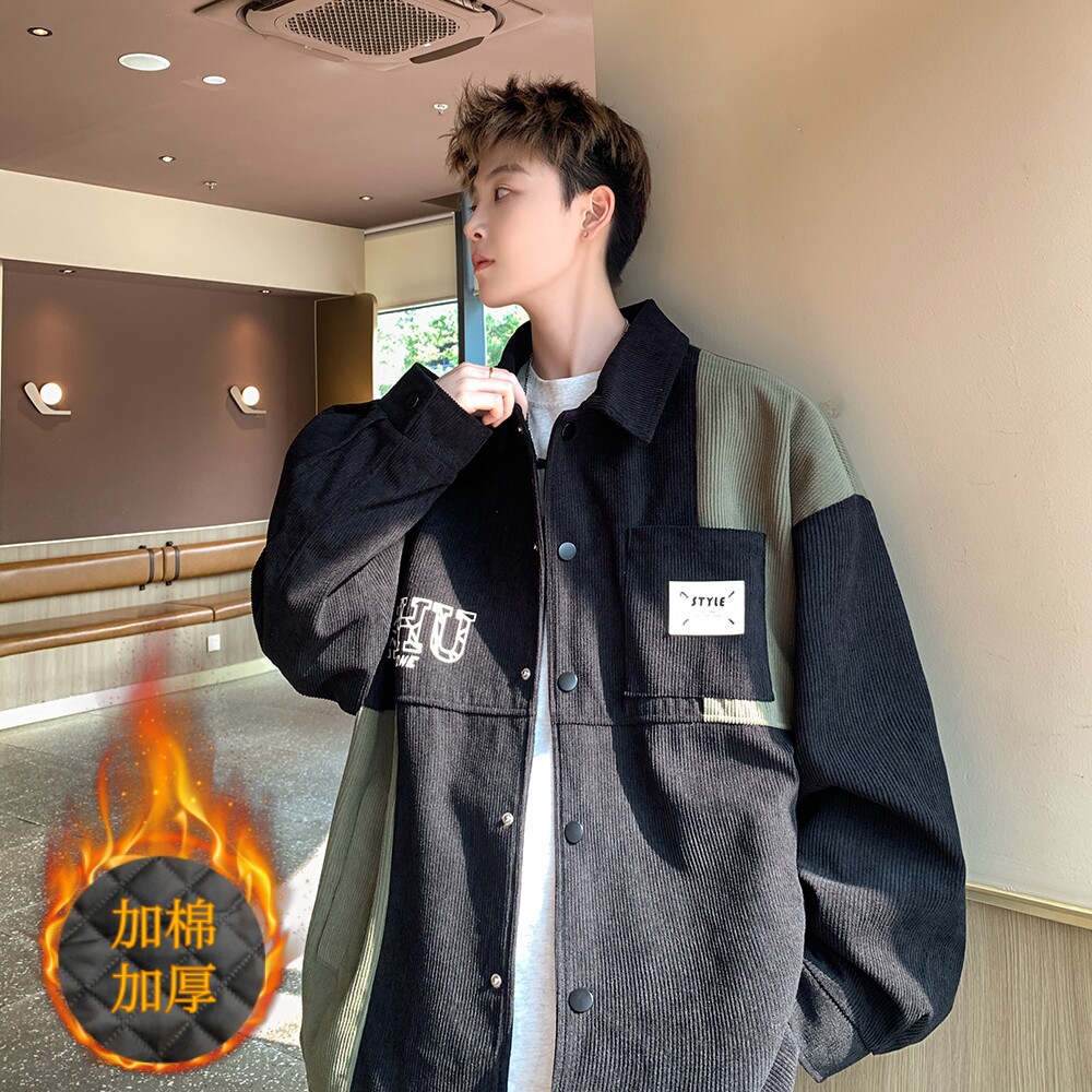 新款日系灯芯绒加棉加厚夹克男宽松休闲外套外景JM6629P78控118,男装夹克,电商A029A