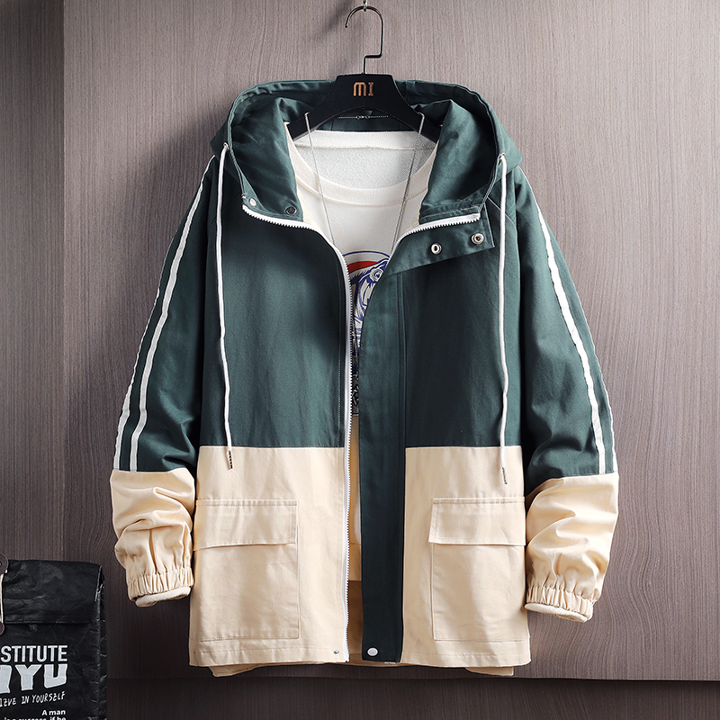 Spring and autumn youth Hooded Jacket color matching casual men's jacket three dimensional Wall Photo