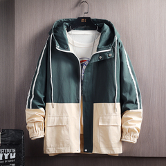 Spring and autumn youth Hooded Jacket color matching casual men's jacket three dimensional Wall Photo