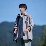 相机片2025大码长袖衬衫港风秋季男纯色衬衣666P48控68，男装衬衫，电商A029A