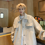 港风休闲皮衣外套男宽松百搭机车服设计感夹克外景2868P78控118，男装夹克，电商A029A