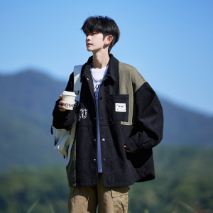 新款日系潮流大码灯芯绒夹克 男宽松外套相机片外景 6629 P68控98，男装夹克，电商A029A