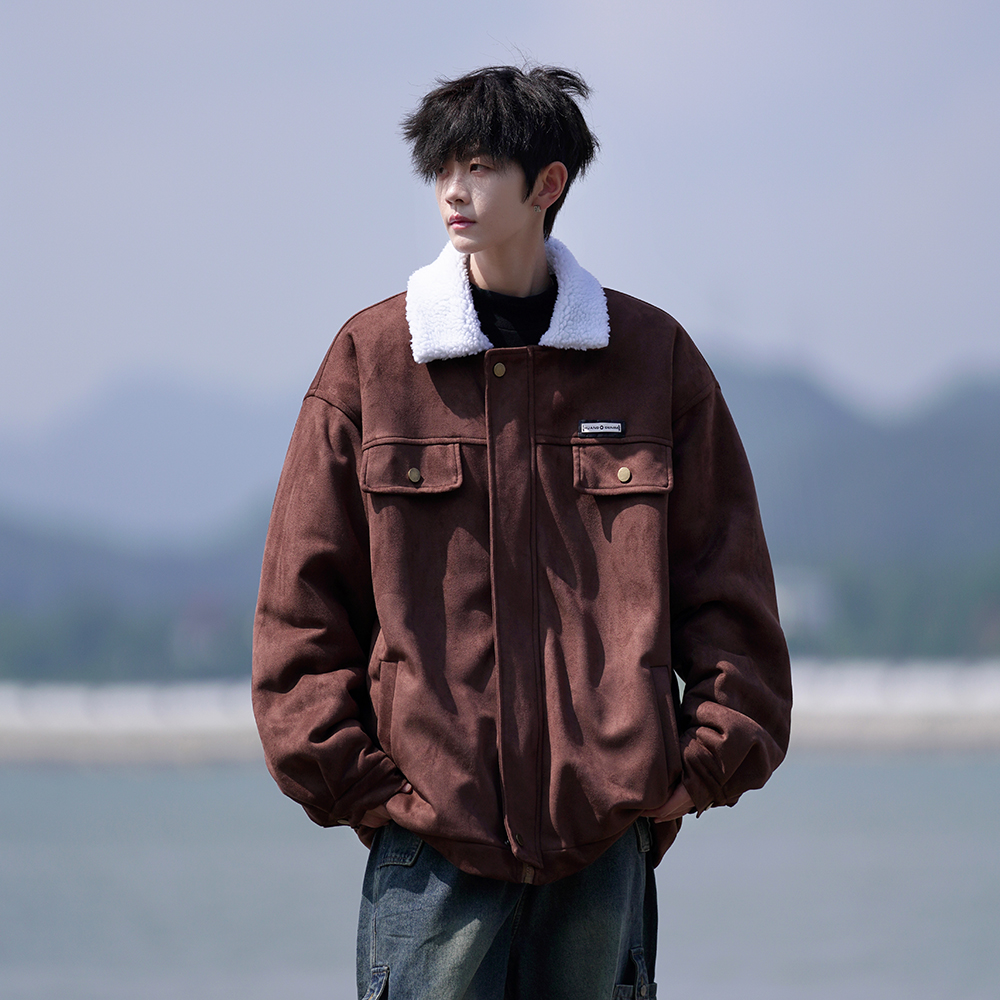 休闲棉服日系复古羊羔毛加厚外套港风棉衣相机片2903P88控128，男装棉衣，电商A029A