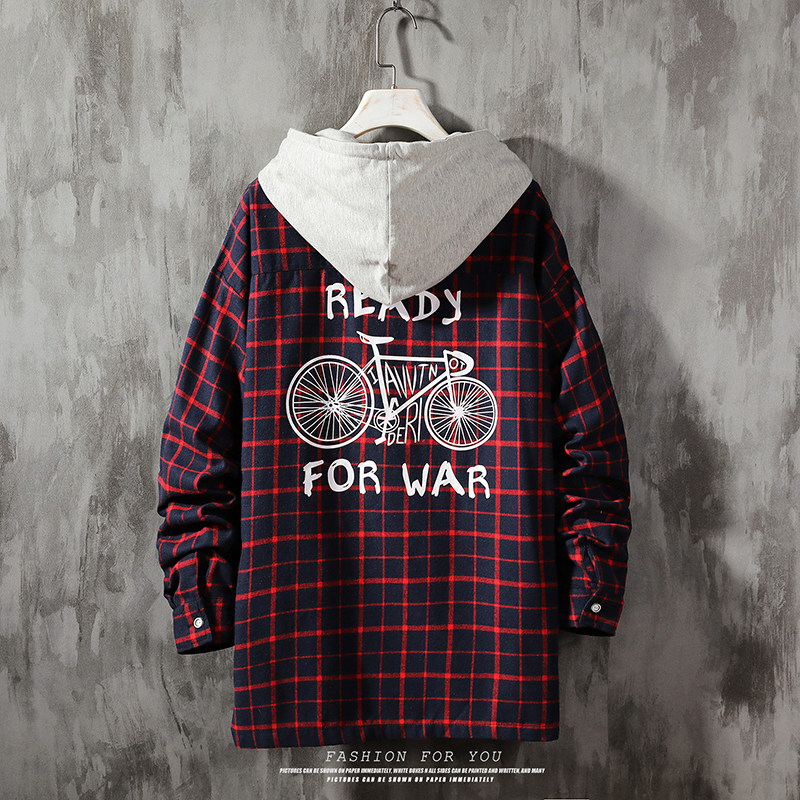 Men's spring and autumn Long Sleeve Plaid Plaid Shirt