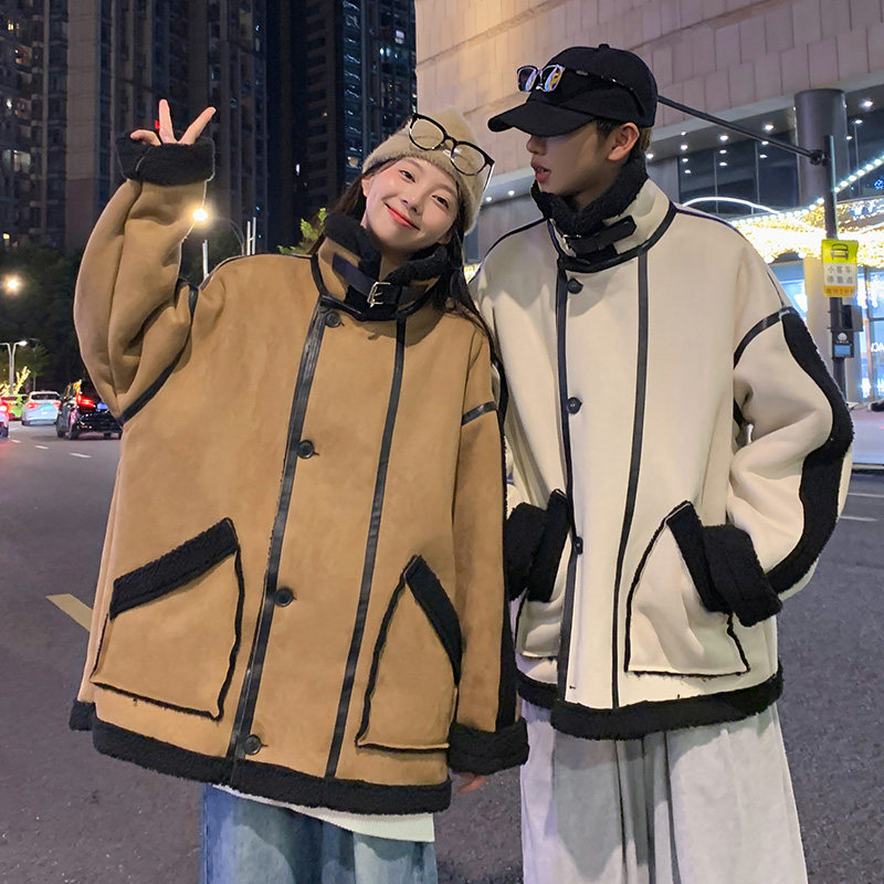 情侣款大码外套冬装羊羔毛棉服男女加绒加厚棉衣2701P115控158,男装棉衣,电商A029A