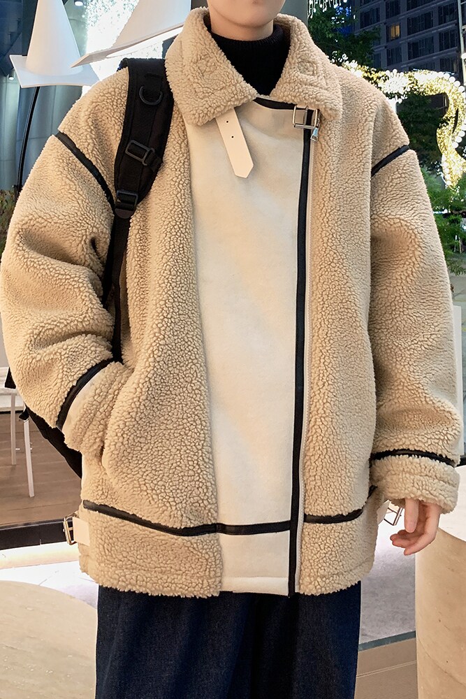 港风外套冬装羊羔毛绒棉服青年潮男加厚保暖棉衣6661P118控178,男装棉衣,电商A029A