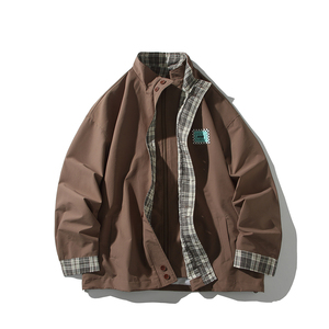 白底平铺秋款日系港风外套 潮大码拼接男休闲夹克 6650 P88控128，男装夹克，电商A029A