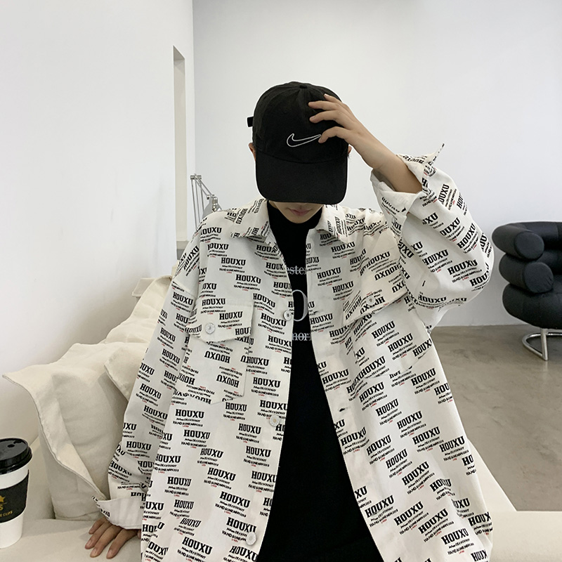 Spring and autumn dress men's port wind work dress big size jacket student couple letter casual flower jacket