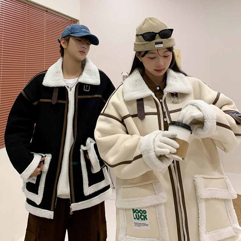 情侣加厚棉衣中性风休闲外套冬皮毛一体棉服潮男 2698  P115控158图片