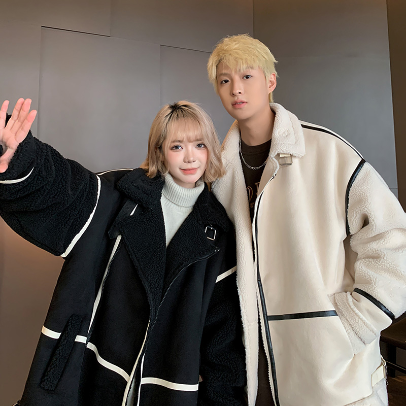 情侣款宽松外套冬装羊羔毛棉服男女潮牌加厚棉衣2906P118控168，男装棉衣，电商A029A
