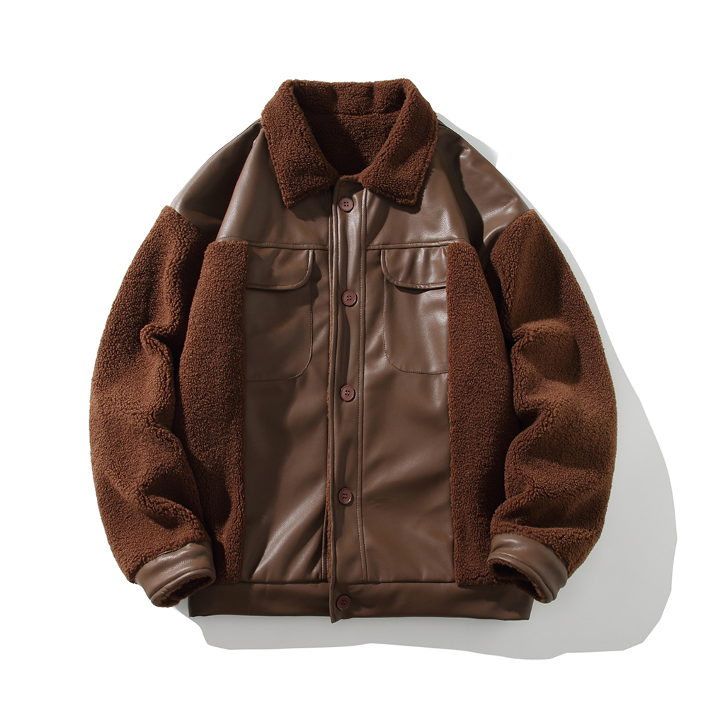 白底大码拼接加厚绒外套冬款保暖棉袄男宽松棉衣6681P118控168，男装棉衣，电商A029A