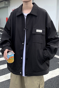 外景大码纯色翻领潮牌日系夹克港风棒球服外套男款 2895 P75控108图片