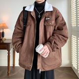 冬休闲棉服纯色日系复古羊羔毛加厚外套港风棉衣2903P88控128，男装棉衣，电商A029A