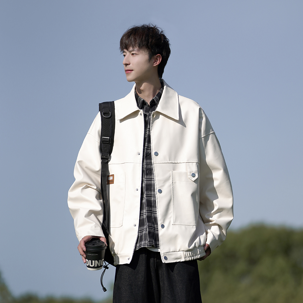 相机片新款皮衣外套男潮牌休闲宽松机车服夹克2861P78控118，男装夹克，电商A029A