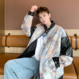 片2026秋款皮衣外套潮男日系宽松时尚花夹克6656P88控128，男装夹克，电商A029A