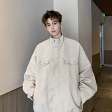 港风外景大码秋款皮衣外套男纯色休闲立领夹克6651P88控138，男装夹克，电商A029A