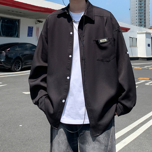 2025大码宽松长袖衬衫 港风秋季男纯色休闲衬衣 666 P48控68，男装衬衫，电商A029A