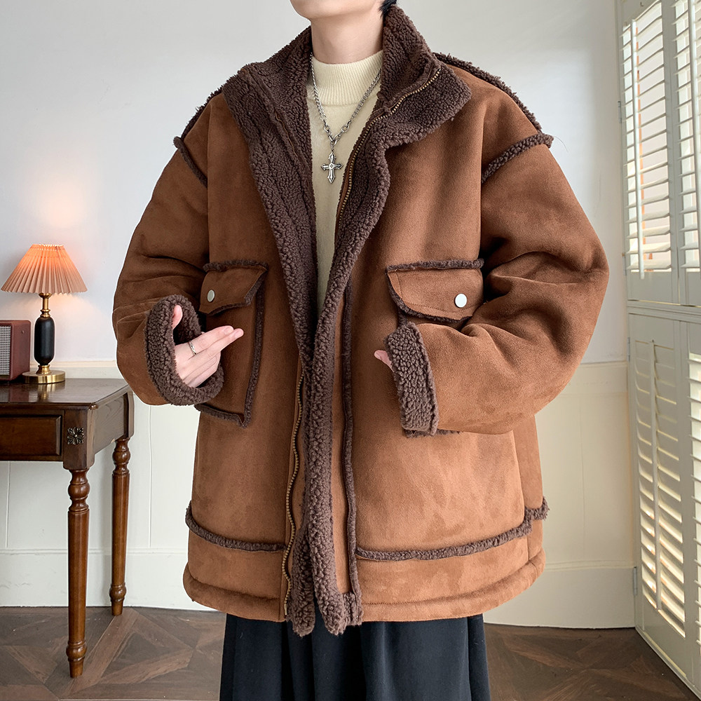 羊羔绒外套冬保暖大码棉服 男加厚皮毛就体棉衣 2901 P118控168图片