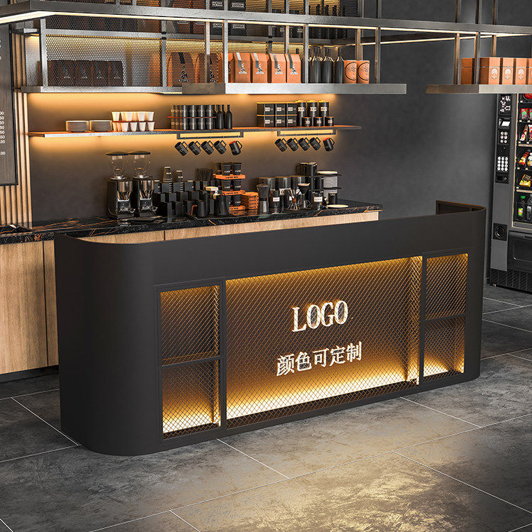 工业风收银台转角吧台复古酒吧铁艺接待台酒店宴会厅操作台定制