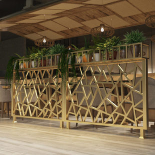 铁艺屏风饭店绿植矮墙工业风隔断酒吧餐厅火锅店围栏花架餐吧护栏