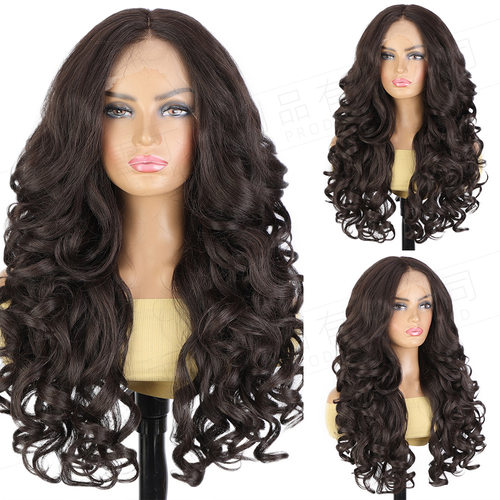 Woolen wig with fluffy long curly hair headpiece假发女长卷发