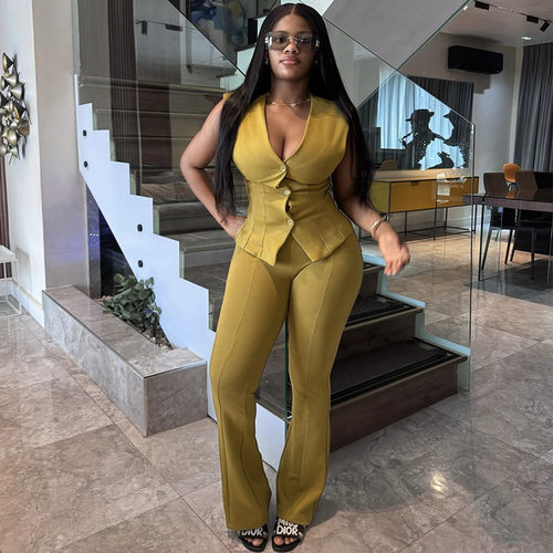 Women's 2026 new fashion sexy slim fit vest pants set 套装