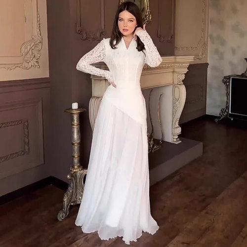 Elegant skirt fashion 2026 long sleeved women's party dress